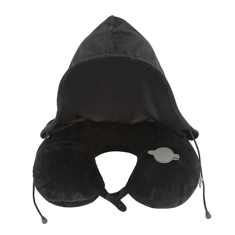 New Design Removable U Neck Support Pillow Inflatable Travel Neck Pillow With Hoodie