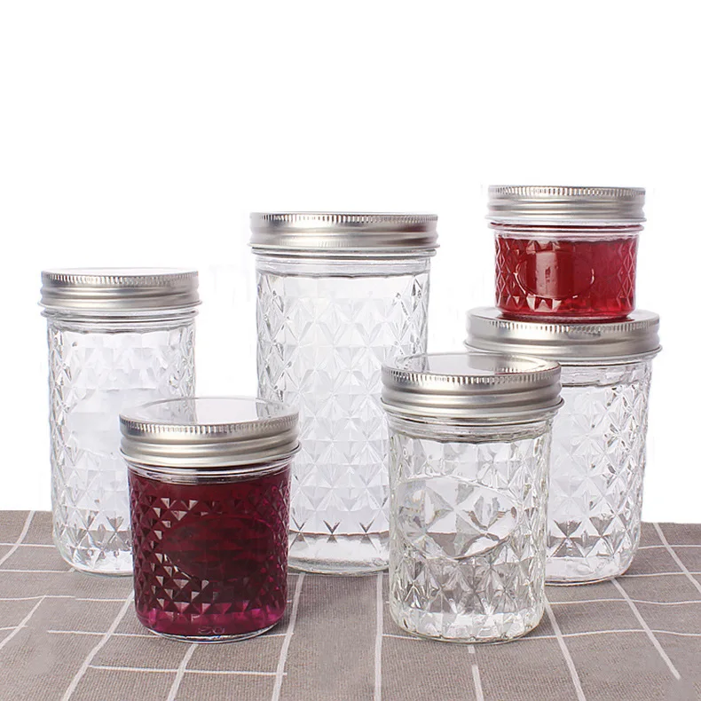 Wholesale 10 oz clear Glass Mason Jam Glass Jar sealed Caviar Food Storage Jar with Lid