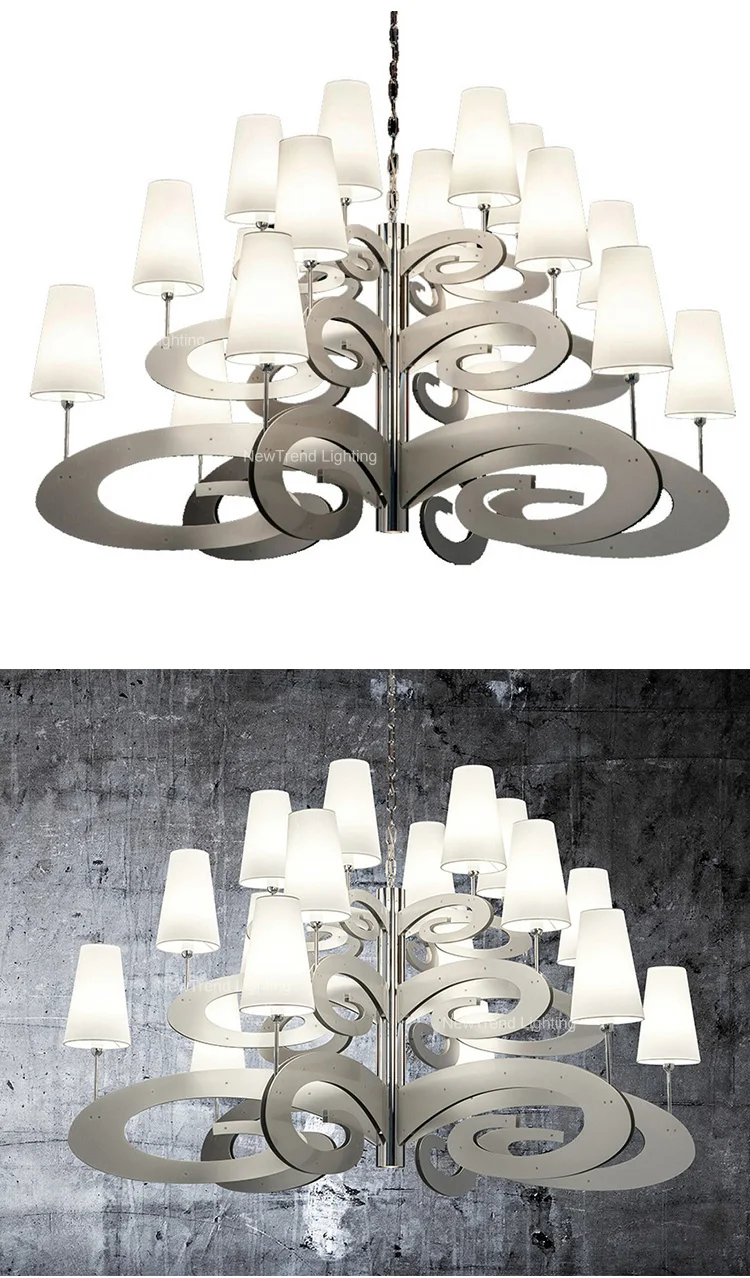 cpl 174 elegant design indoor decoration living room dining room villa fabric metal led modern chandelier light -2