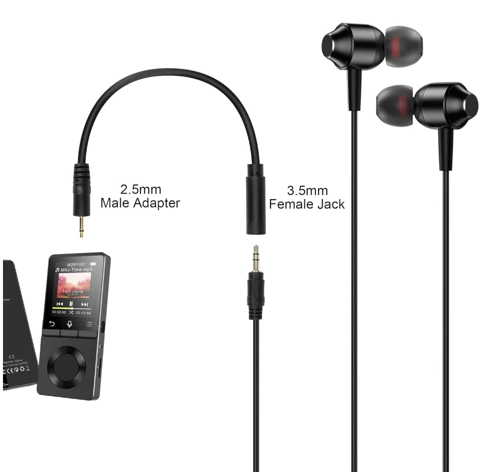 Audio-adapterkabel 2,5 Mm Mannelijk Naar 3,5 Mm Vrouwelijk – Stereo, Verzilverd Koper, 13 Cm, Voor Koptelefoons En Luidsprekers