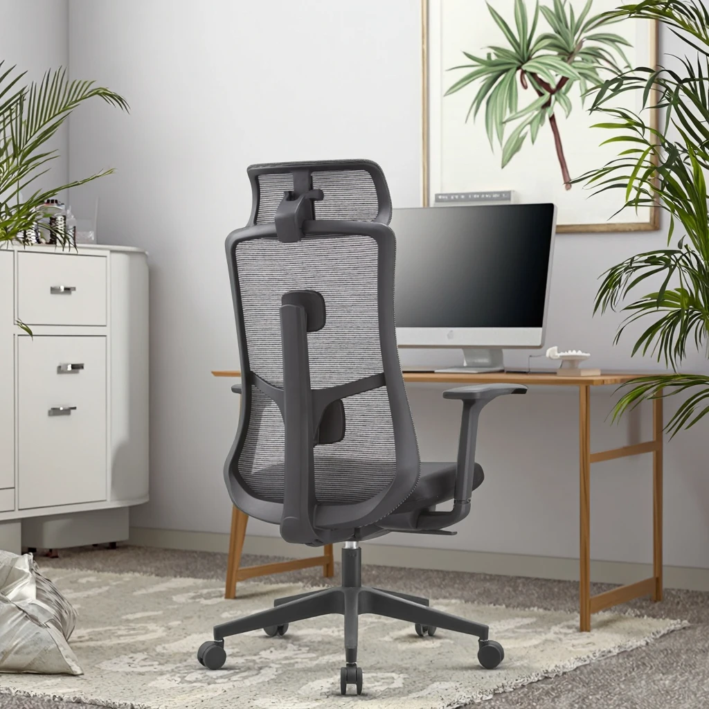 ZHONG BAI Premium Black Ergonomic Executive Chair Synchronous Tilting High Load Capacity PU Armrests Multi-dimensional Headrest 5
