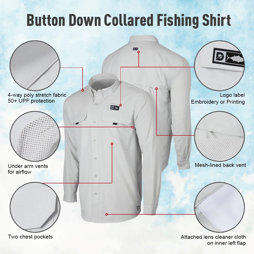 Custom Fishing Shirts Long Sleeve Polyester Quick Dry Shirts Uv