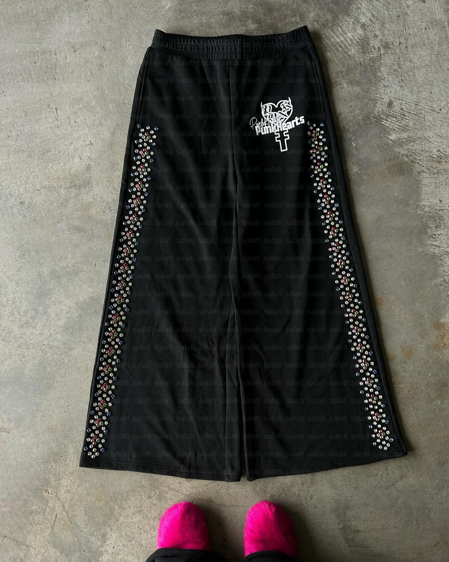 Custom 500GSM Zip up Oversized Baggy Fleece Rhinestone Jogger Sweatpants Sweatsuits Hoodie and Sweat Pants Flared Tracksuits Men gallery 4