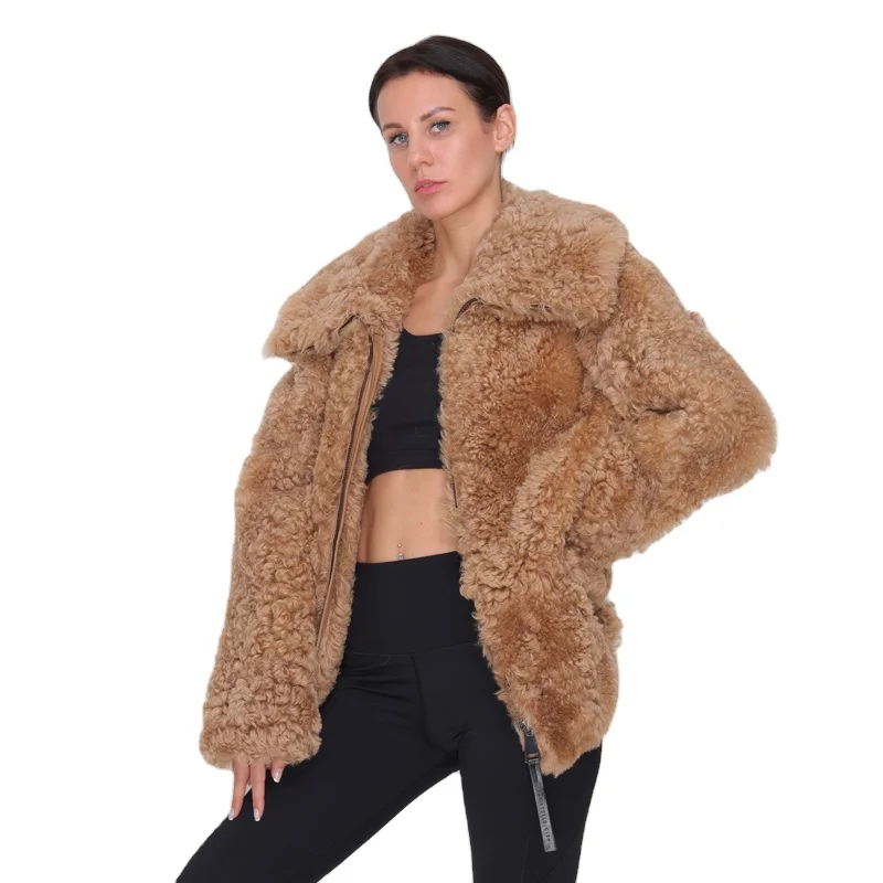 camel oversized teddy coat