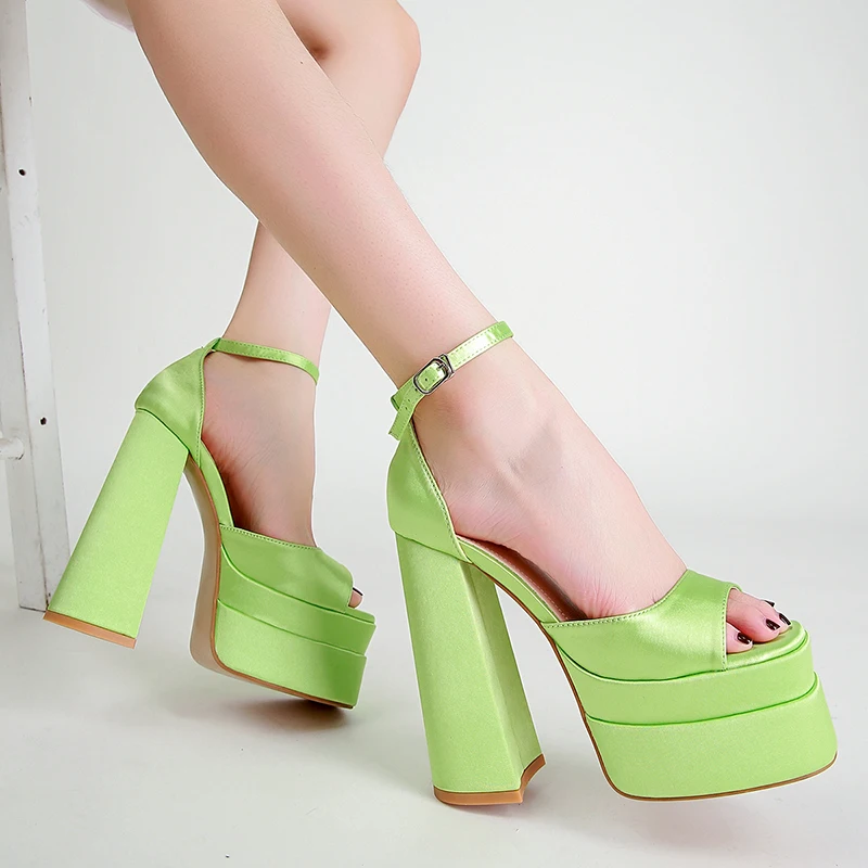 Shop Our Hot Selling Peep Toe Satin Sandals with 15 CM Heel