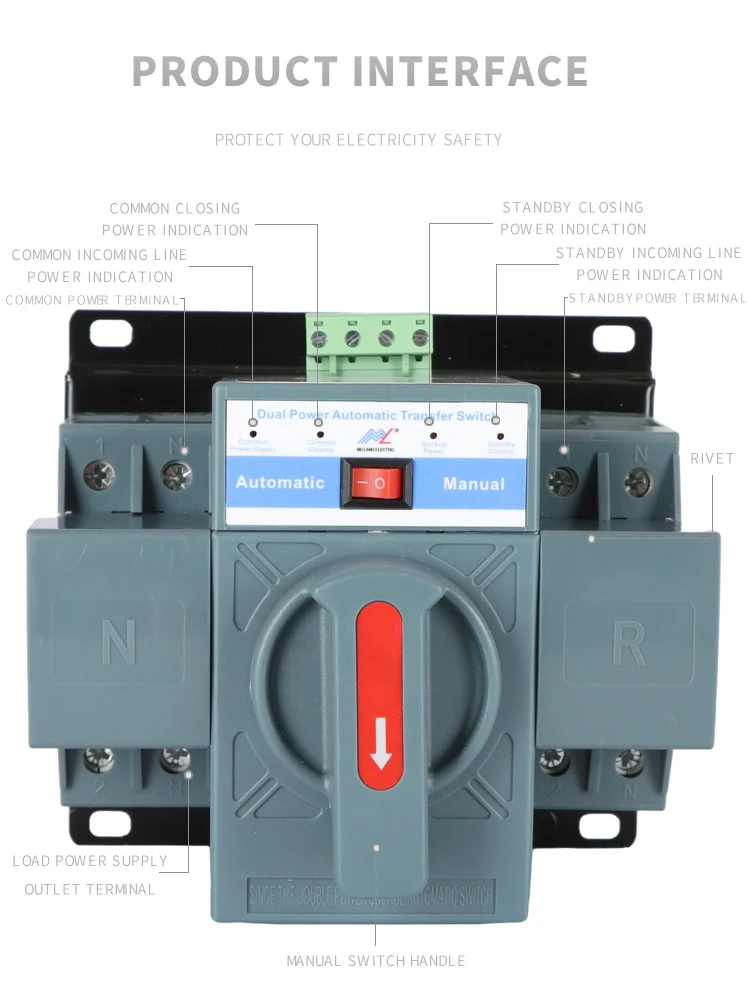 63a 100a 250a Wireless Dual Power Ac Dc Automatic Switch