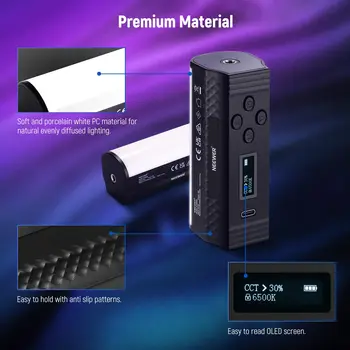 RGB Mini LED Video Light Stick Magnetic RGB Video Light Pocket Sized Mini Handheld Light Wand With 2500mAh Rechargeable Battery detail image