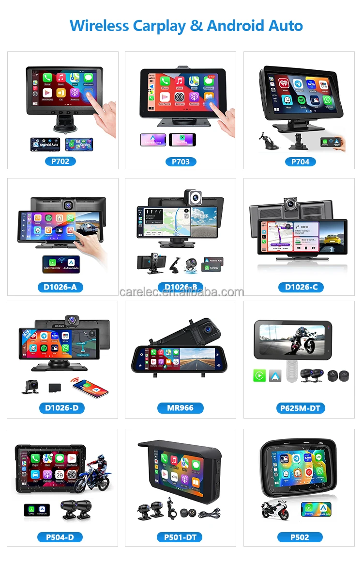 Portable Ipx7 Waterproof Motorcycle Display Touch Screen GPS Navigation Wireless Carplay for Motorcycle Carplay Android Auto