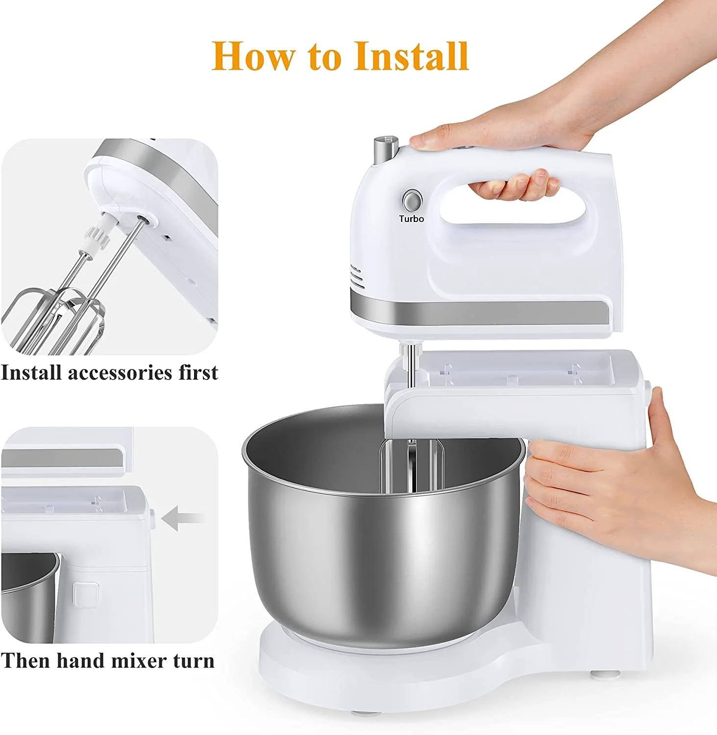 Home Kitchen Bread Cakes Flour Dough Egg Handheld Electric Beater Hand