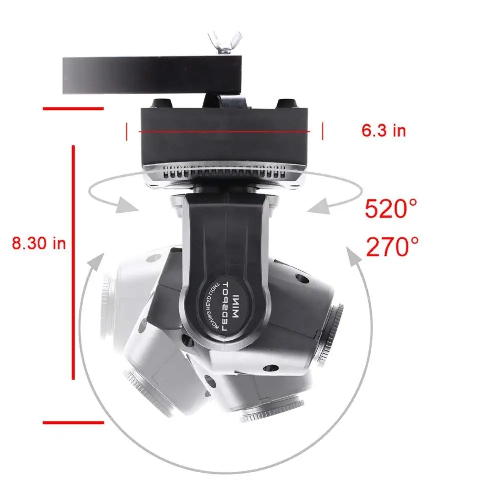 U`King 50W RGBW Moving Head Light - 540° Horizontal Scan, 270