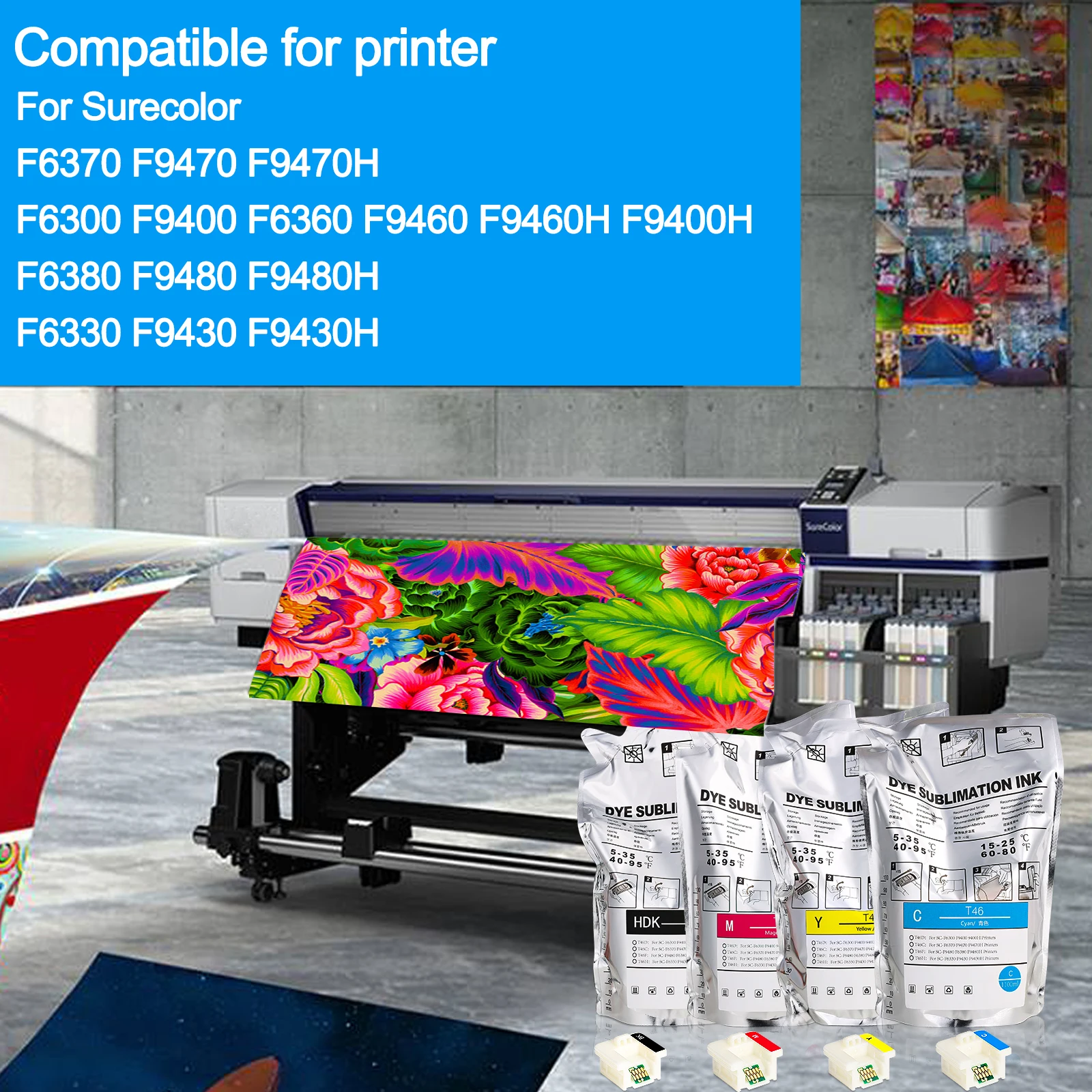 1100ml T46C Sublimation Ink for Epson F6300 F6330 F6360 F6370 F6380 F9430 F9430H F9400 F9400H F9460 F9470 F9470H  F9480 F9480H