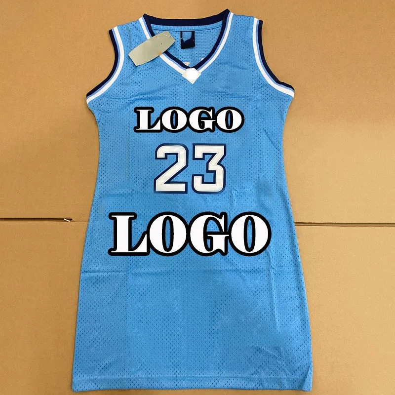 Women's Basketball Jersey Dress - Casual Sleeveless Midi with Embroidery & Breathable Mesh - Perfect for Summer Sports Events Women's Basketball Jersey Dress - Casual Sleeveless Midi with Embroidery & Breathable Mesh - Perfect for Summer Sports Events