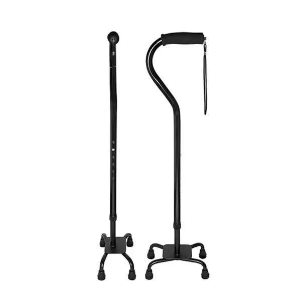 Quad Walking Cane Foldable Adjustable Portable Stick Lightweight & Sturdy with 4-Pronged Base for Extra Stability Balance