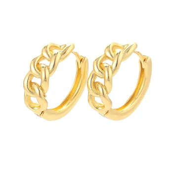 Minimalist European Style Jewellery 18K Gold Twisted Circle Hoop Earrings Women