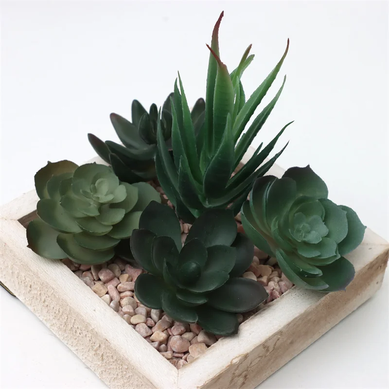 Set of 5 Plastic Artificial Lotus Succulent Picks DIY Pot Garden Supplies  for Home & Hotel Use with Customized Color