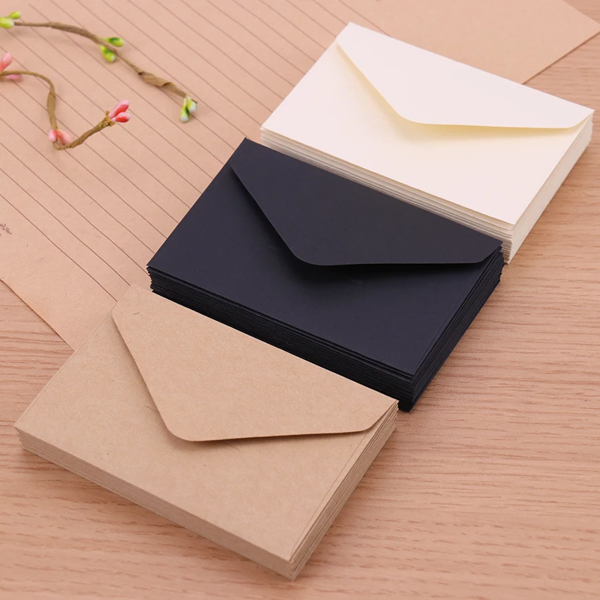 Classical White Black Kraft Blank Mini Paper Window Envelopes Wedding Invitation Envelope Gift Envelope