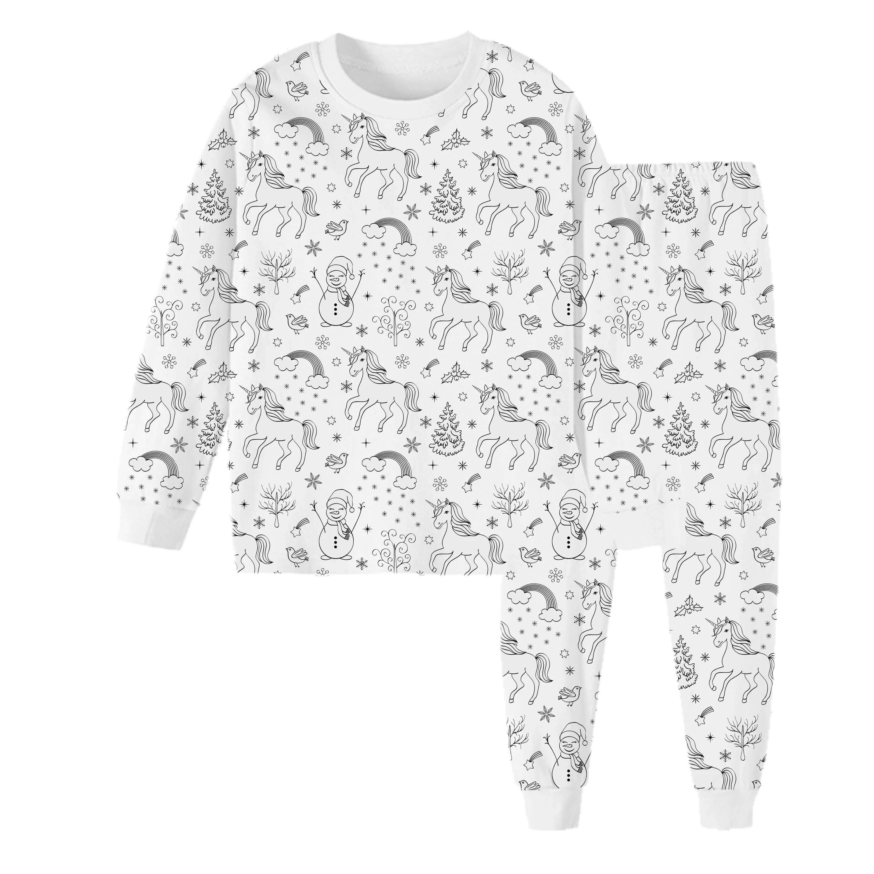 Custom Printing Kids Pajamas Cotton Drawing Kids Boys And Girls Pajamas