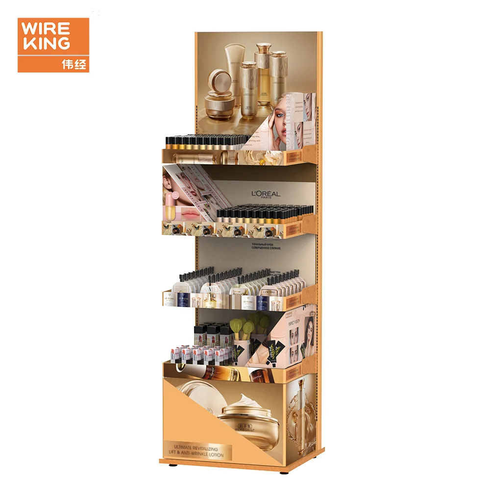 Customized Metal Makeup Display Rack Liquid Foundation Lipstick Beauty Care Product Display Stand Cosmetic Rack