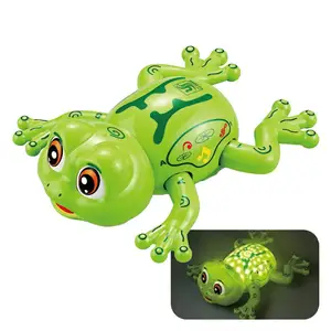 EPT Children's Electric Frog Toys Cars Music Colorful Lights 360 Degree Rotating Obstacle Avoidance Walking Frog Toys