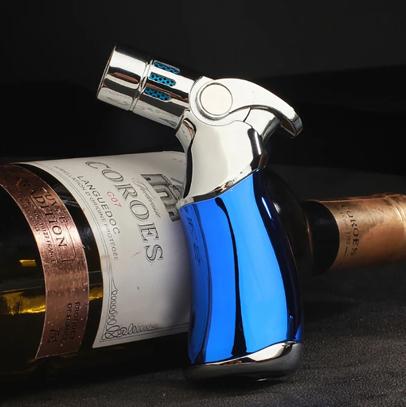 Torch with Custom Logo for BBQ Cigar Butane Metal Lighter Refillable Lighter Smoker Torch Cigar Lighter General-purpose Gun