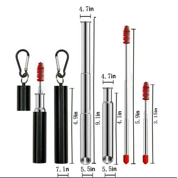 Cross-Border 304 Stainless Steel Slanted Milk Tea Straw Set Creative Colorful Silicone Metal Telescopic Drinkware Accessories