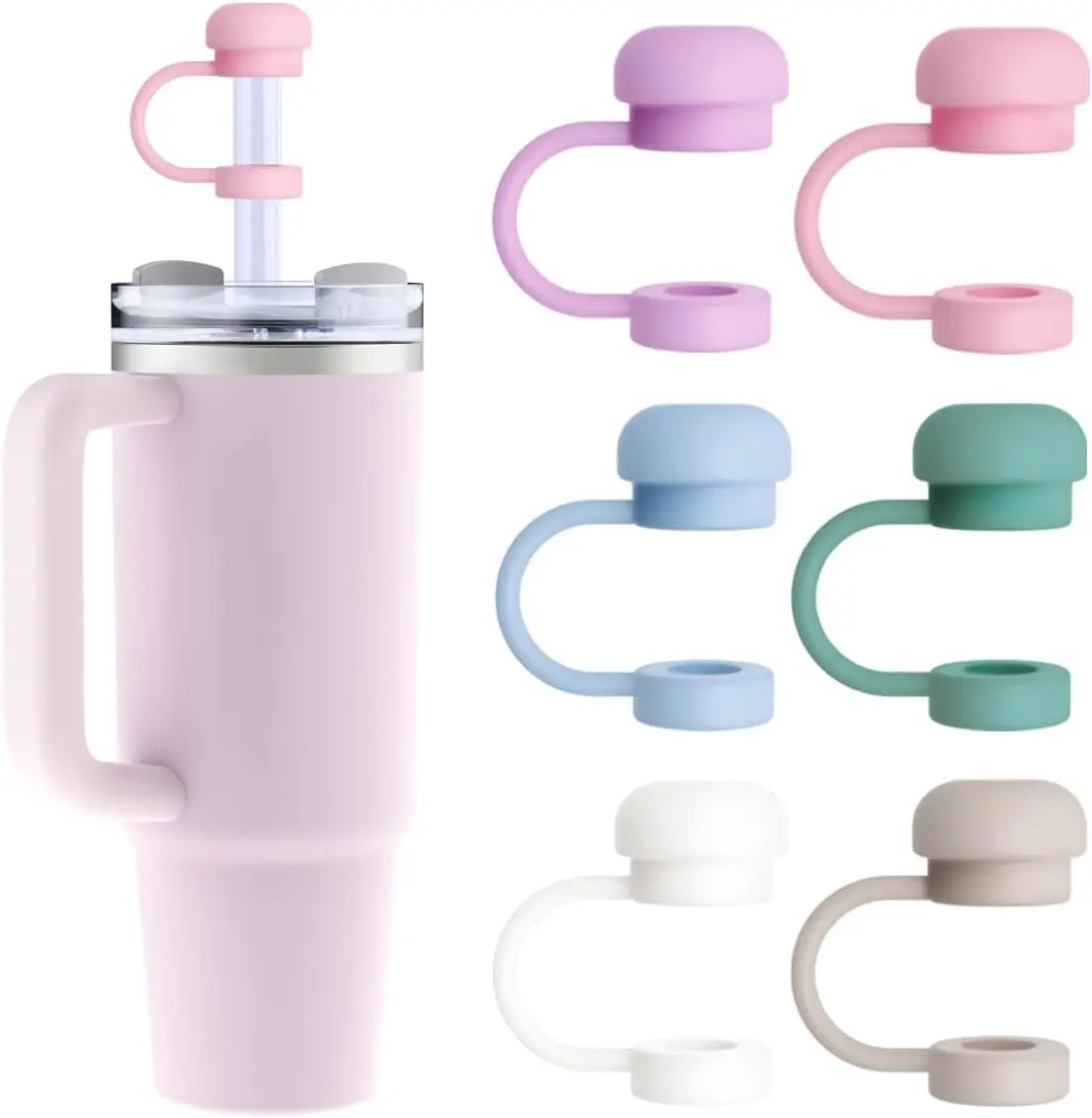 40-20 Oz. Soft Silicone Straw Top Cover 10 mm Dust-Resistant Reusable Drinking Straw Cover for Wine Drinkware Accessory