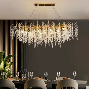 French Light Luxury Chandelier Dining Room Living Room Bedroom Villa Model Room Aluminum Water Drop Chandelier
