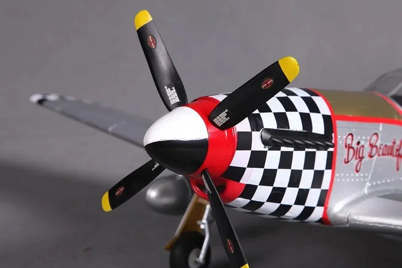 Avião RC FMS P-51D Mustang 800mm V2, Montagem Rápida e Durável EPP