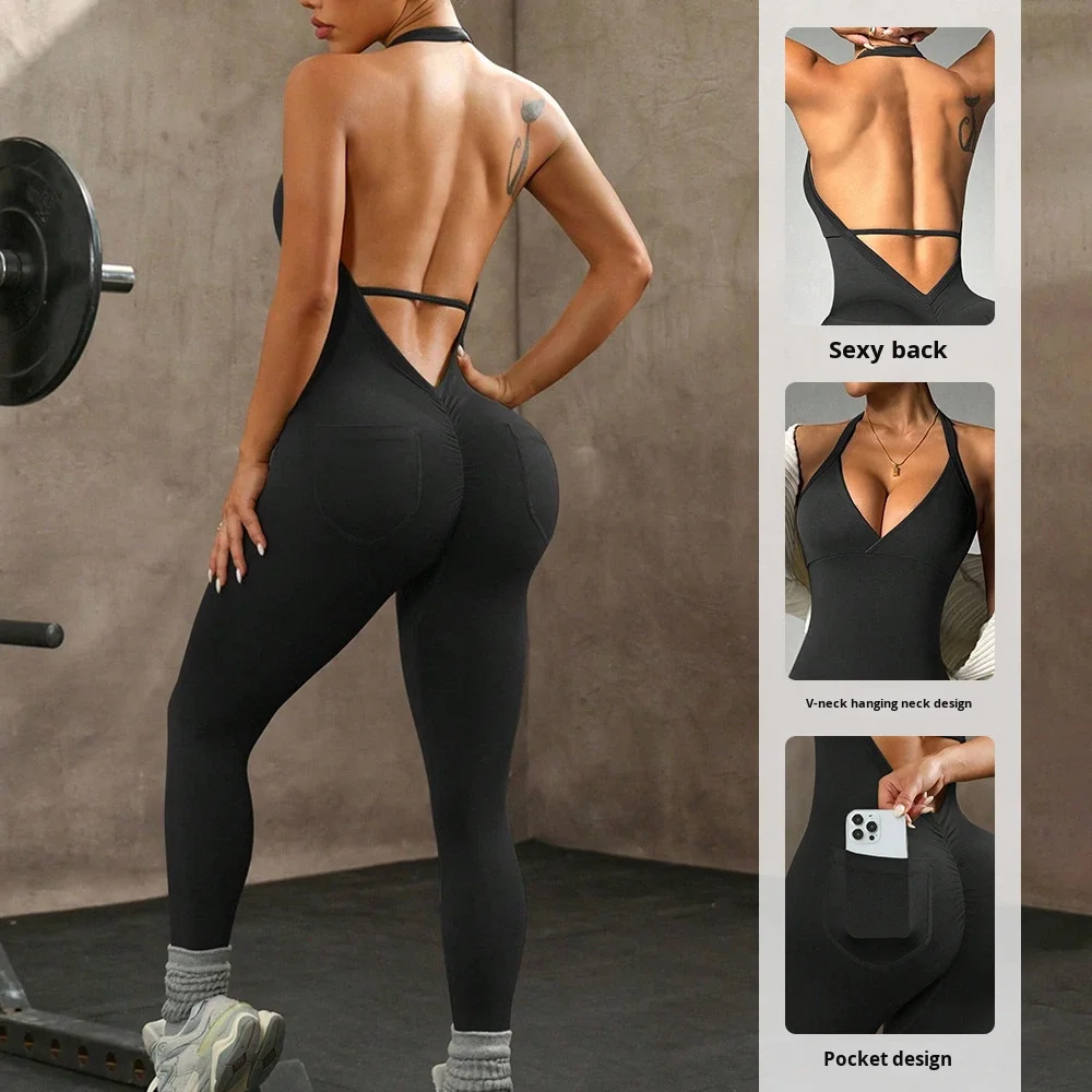 Blocking Tummy Control for High Elasticity Sports Halter Sleeveless Back Hollow Yoga Tig preview