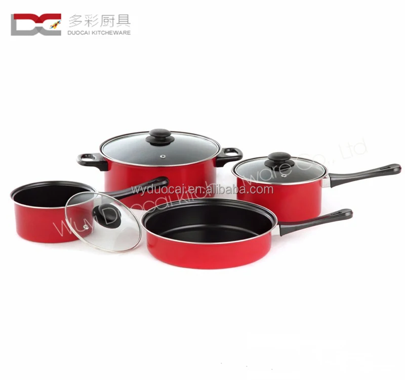 Food Safety Approval Carbon Steel 7pcs Non Stick Marble White Ceramic