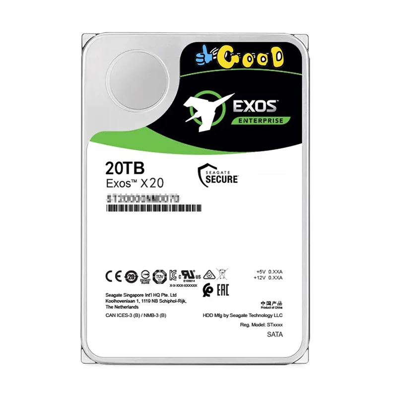 外付けハードディスク・ドライブ Seagate Exos X20 20TB SATA ST20000NM007D Seagate Exos X20 ST20000NM007D 20TB 7200RPM SATA 6Gb/s 256MB Cache