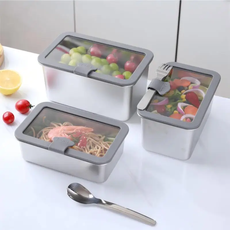 Lekfre Food Storage Containers With Tempered Glass Lids 304 Stainless Steel  Storage Containers Meal Prep Containers for Kitchen