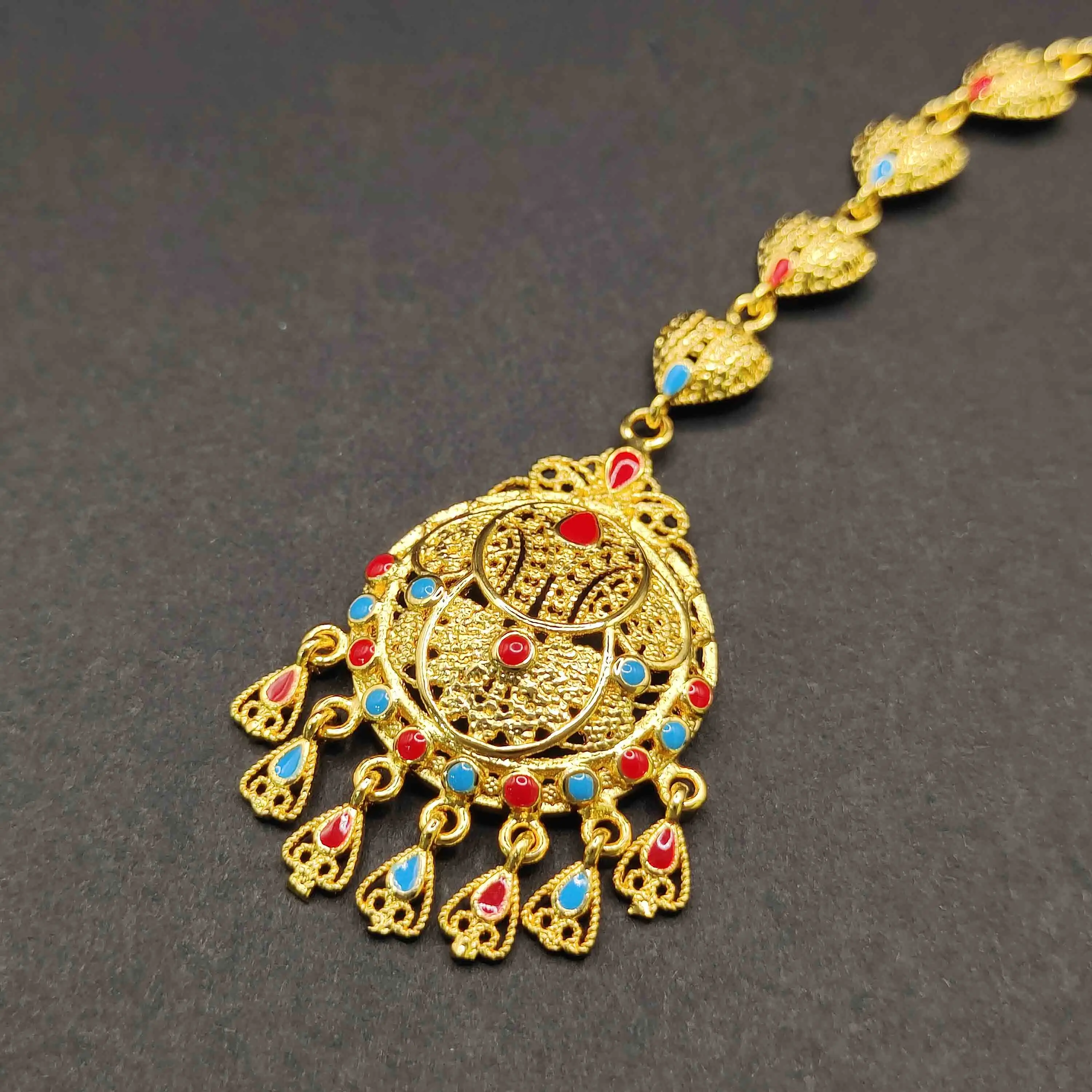 New 18K Gold Plated Antique South Indian Temple With Polki Bridal