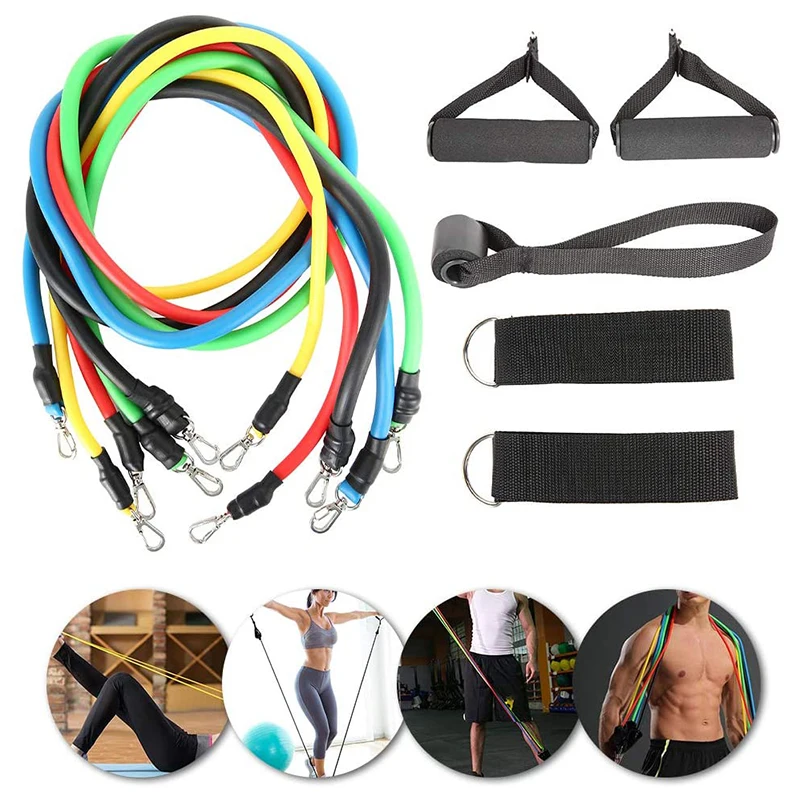 
11PCS Resistance Bands Sets 11 Pieces Exercise Tube Set 100lbs 150lbs Non Slip Elastic Custom Logo Fitness Gym Workout Strength 