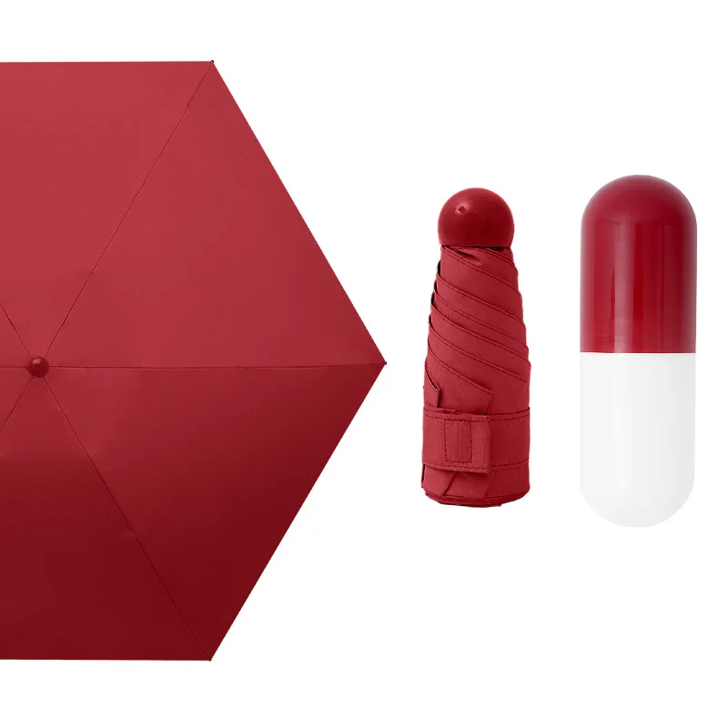 Mini Capsule Anti UV Vinyl Sunscreen with Case Rain Umbrellas Portable Sun Block Pocket Umbrella
