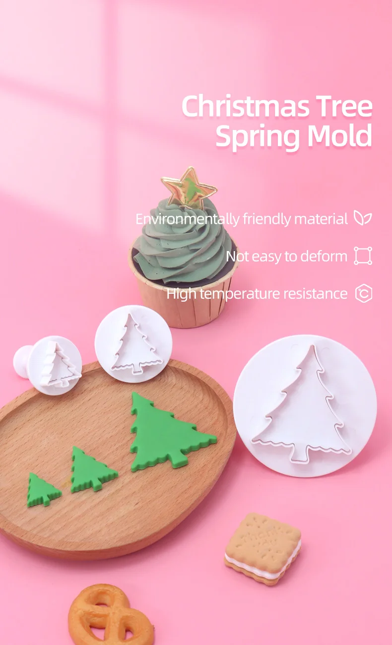 Christmas Tree Plastic Decorative Cookie Mold Cookie Cutter Kitchen