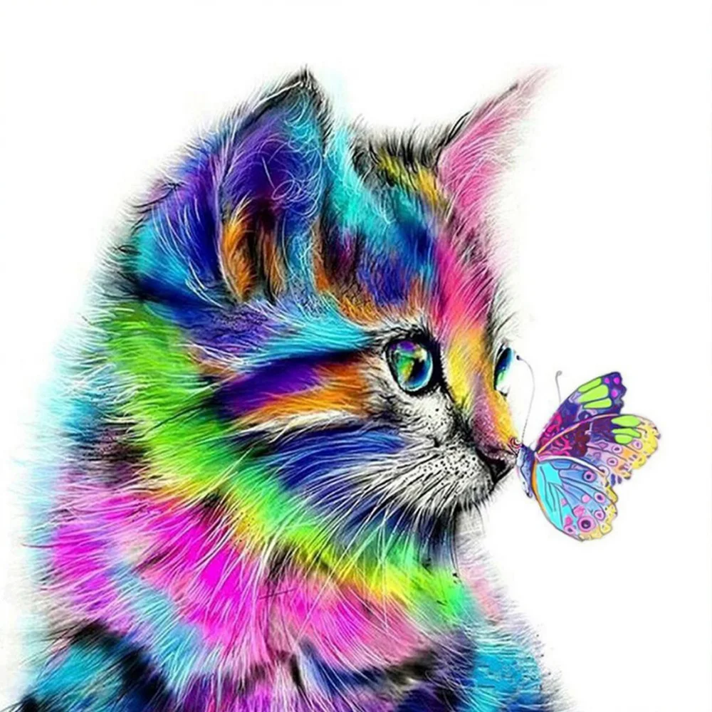 Кот с шерстью радужной мозаикой