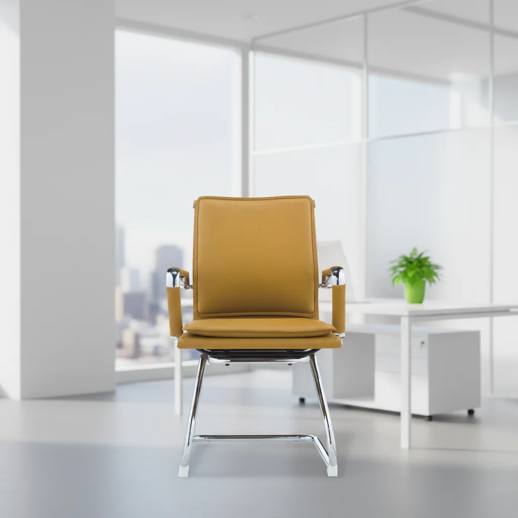 Modern Ergonomic Leather Executive Office Chair with Adjustable Height and Steel Base 4