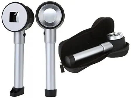 20X Handheld LED Magnifier Optical Glass Magnifying Glass with Light Scale Magnifying Mirror X20 Jewelry Loupe with Storage Case