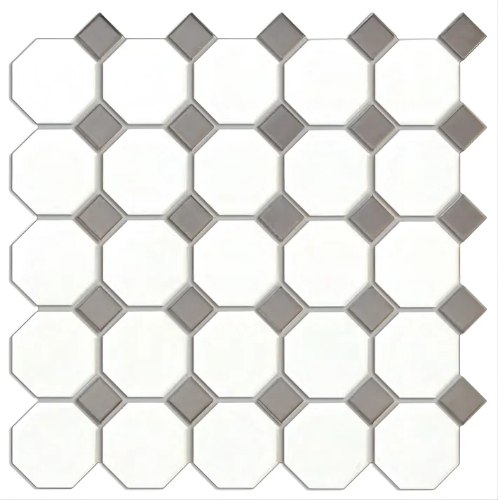 八角形モザイク 55.8x60.4mm/23x23mm メッシュシート磁器モザイク