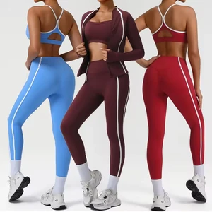Autumn/ Winter Sports Yoga Pants Set Stand up Collar Zipper Cardigan High Elasticity Training Women Fitness Clothing Set