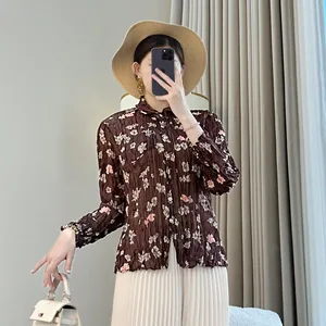 Women's New Generation Hair Miyake Pleated Floral Satin Jacket Chinese National Style Loose Spring Summer Temperament Thin