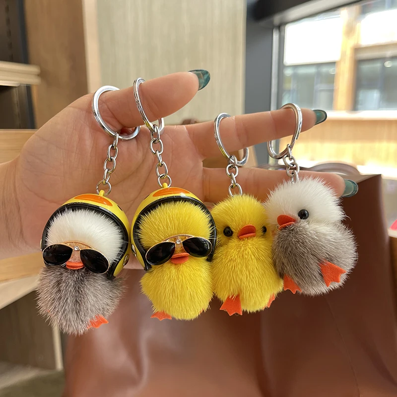 6 pezzi portachiavi anatra in PVC creativo alla moda simpatico ciondolo