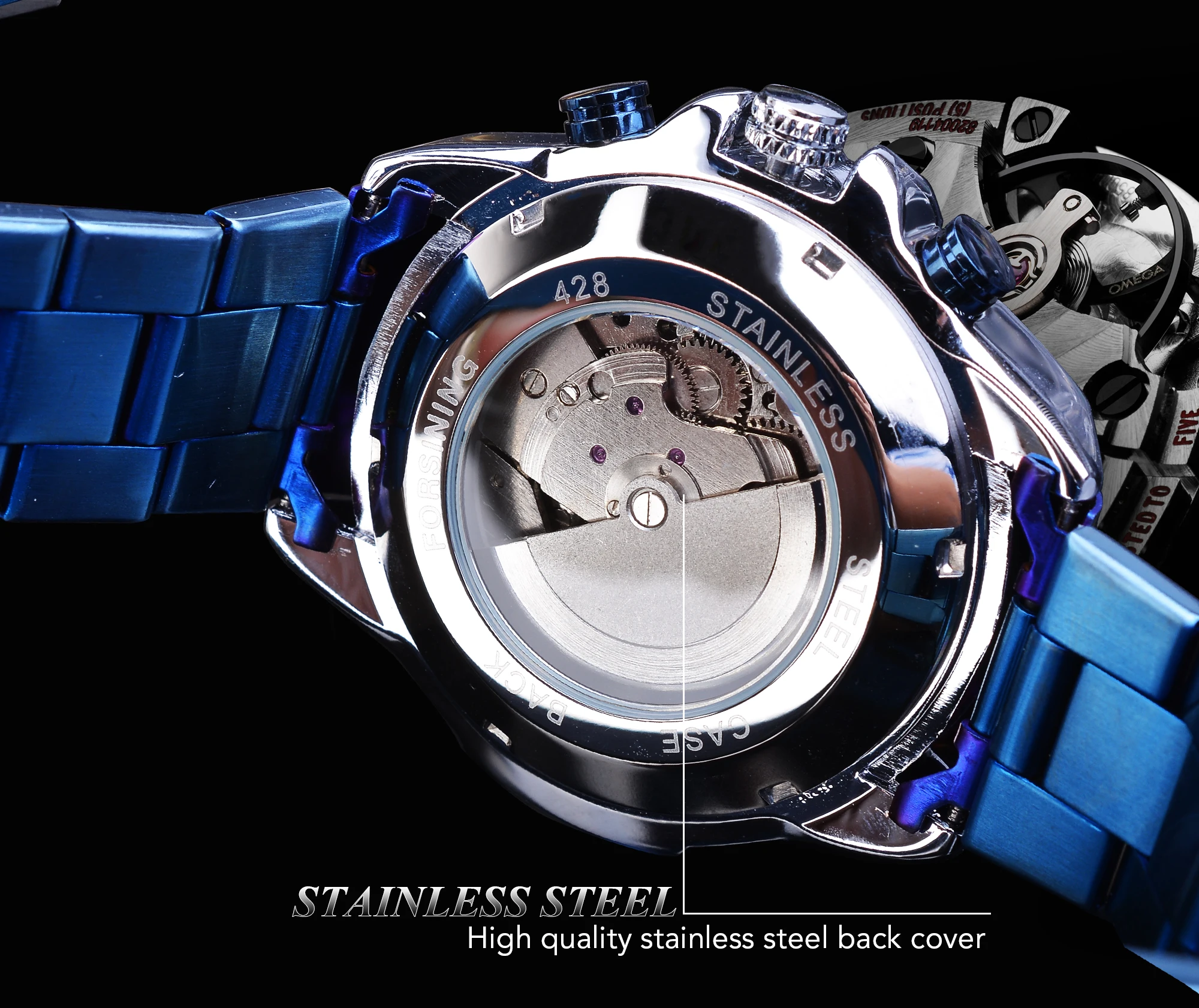 Forsining Watch Men Skeleton Automatic Mechanical Wristwatches Mens Luminous Waterproof Stainless Steel Tourbillon Watches Man