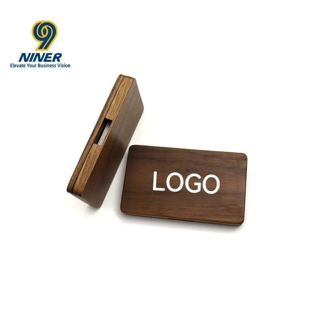 Portable All-Wood Business Card Holder for Men and Women Rectangular Box with Magnetic Closure Business Gift