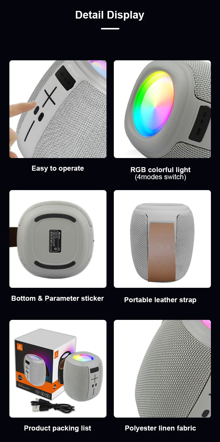 Kisonli Q16 Lighting Speaker Led Wireless Tws Function Blue Tooth Speakers