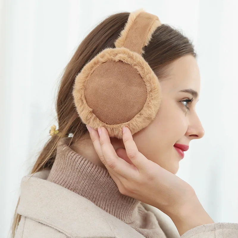 Модные женские наушники из овчины складные милые Австралия Зимние теплые на