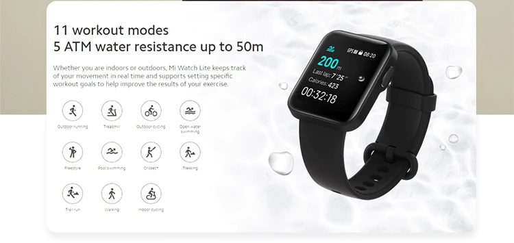 Xiaomi Mi Watch Lite Negro GPS Resistente al Agua 5 ATM – Smartwatch Shop