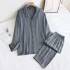 Satin Solid Color Men's Long Suit - Gray-Green