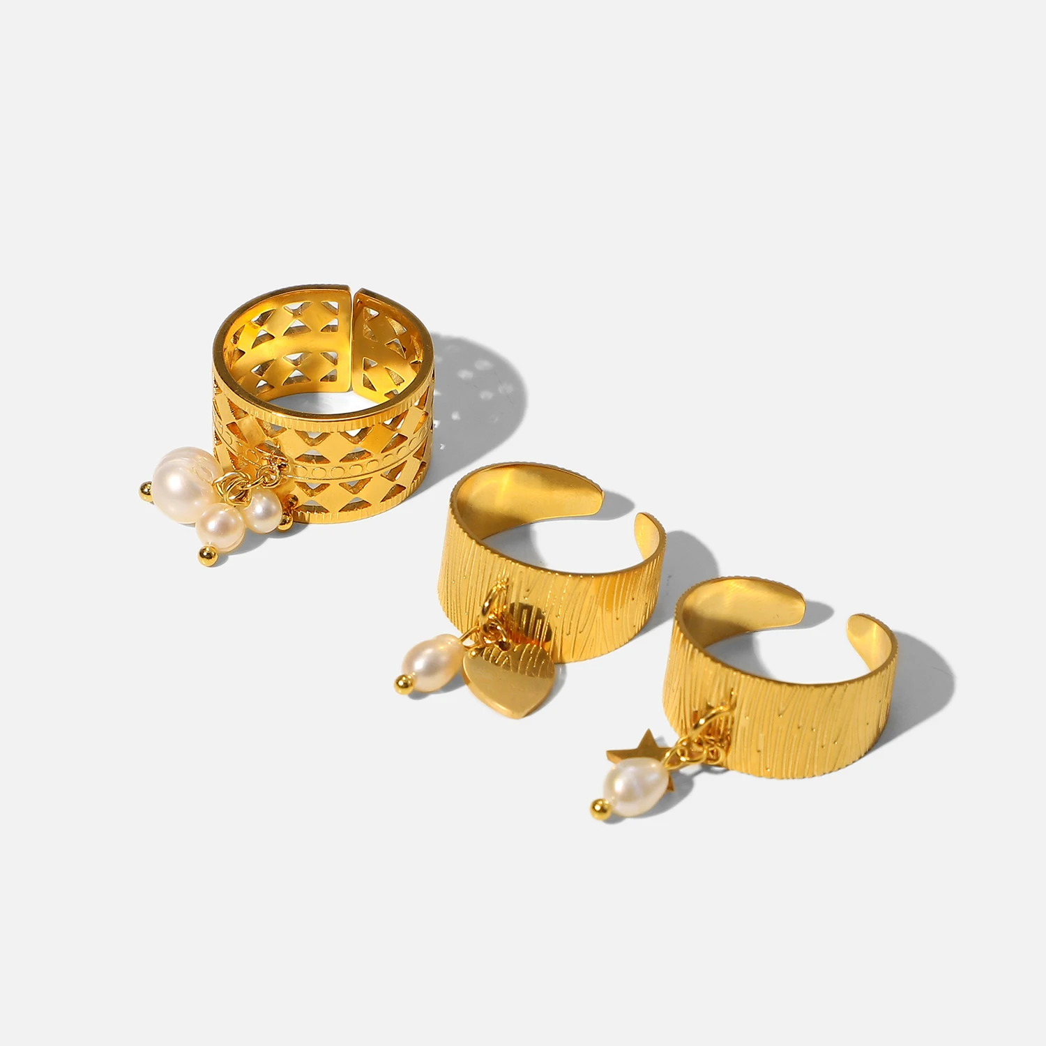 Bague Ouverte Perle Eau Douce Plaqué Or 18 Carats - Taille 50, Sans Nickel